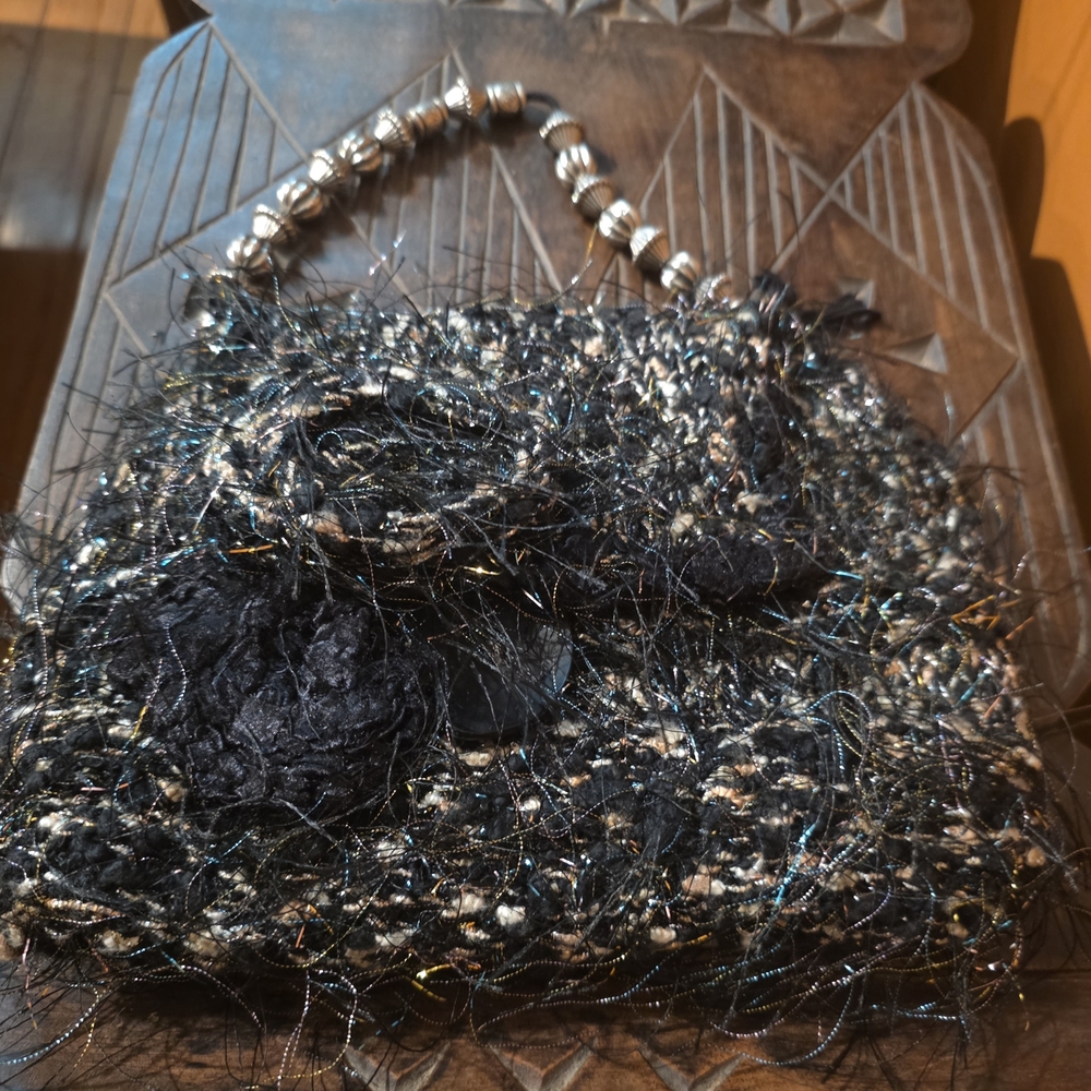 Designer-Inspired Black Textured Evening Handbag